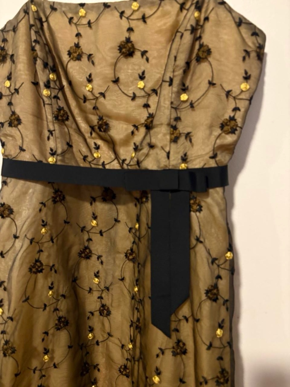 Vintage 90s Y2K 100% silk yellow and black laundry by Shelli shell dress 10 - Picture 4 of 8